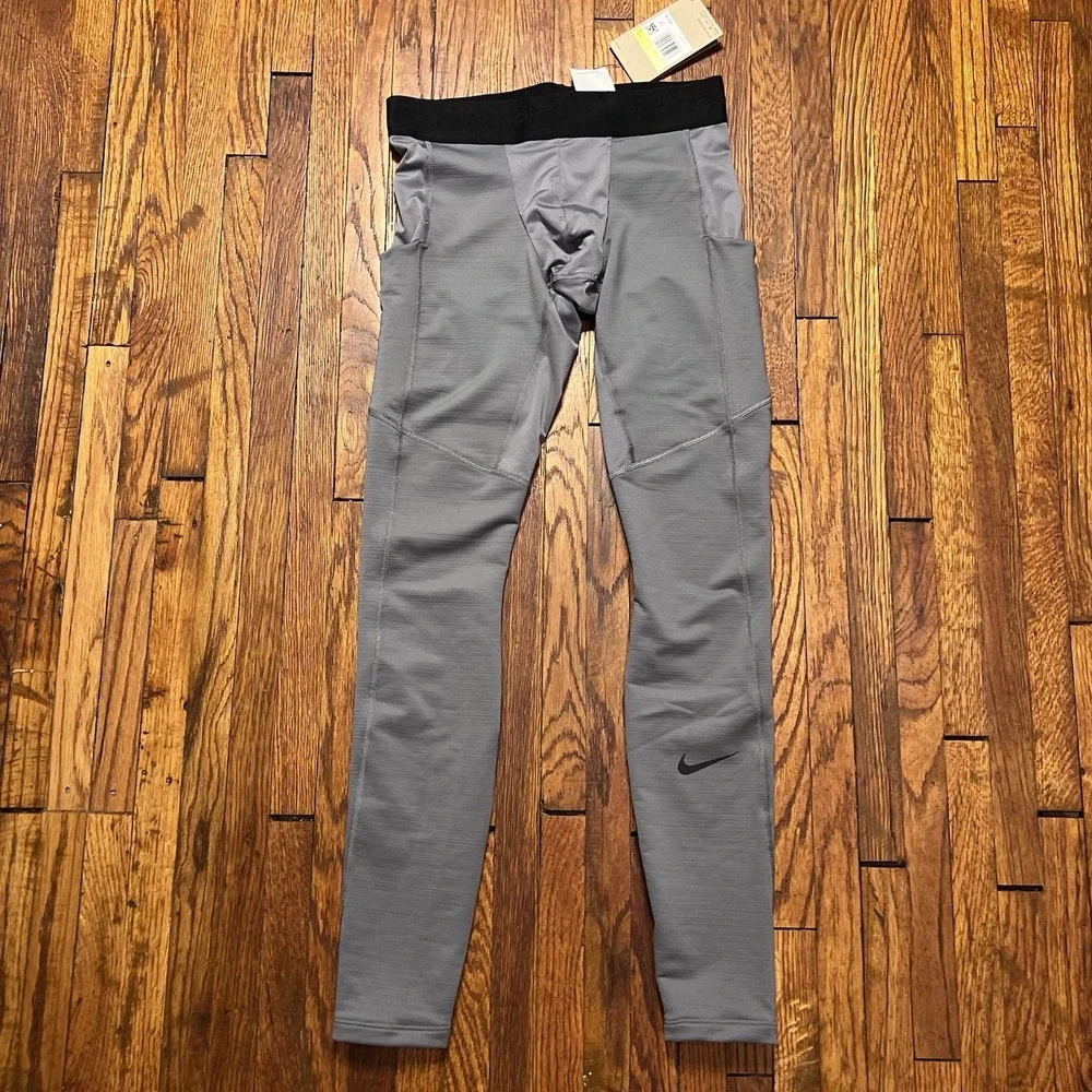 NWT Nike Pro Warm Compression Tights Pants FB7961-084 Gray Men's Size Small S